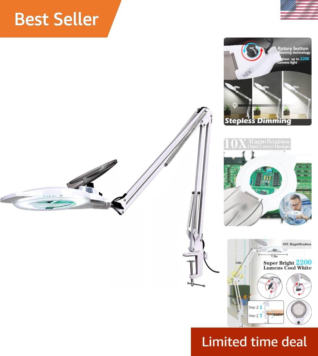 Dimmable 10x LED Magnifier 24 Watts