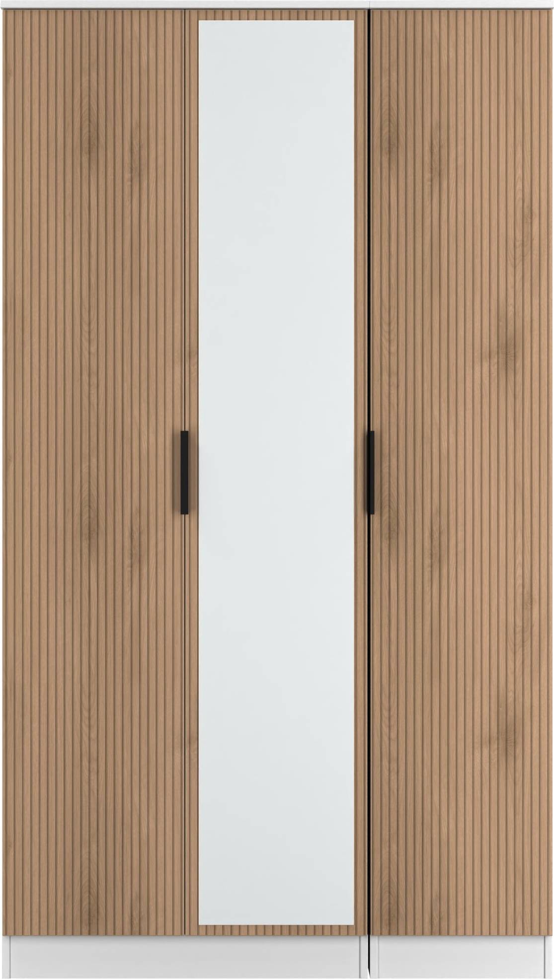 Swift Java Tall 3 Door Mirrored Robe Slatted Effect Wardrobe