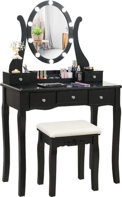 Black vanity set Gymax Vanity Set Makeup Table Dressing Table