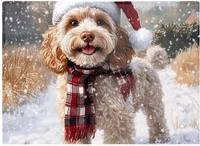 Warren Reed Christmas Cockapoo Dog Glass Multi One Size Chopping Board