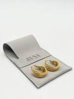 SVNX Chunky Ribbed Hoops In Gold - Metallics