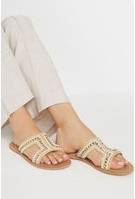 LTS Beaded Slip-On Sandals - Light Brown