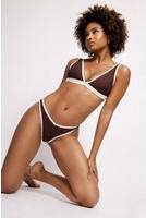 Debenhams Rise Contrast Binding Rib Bikini Bottom Brown