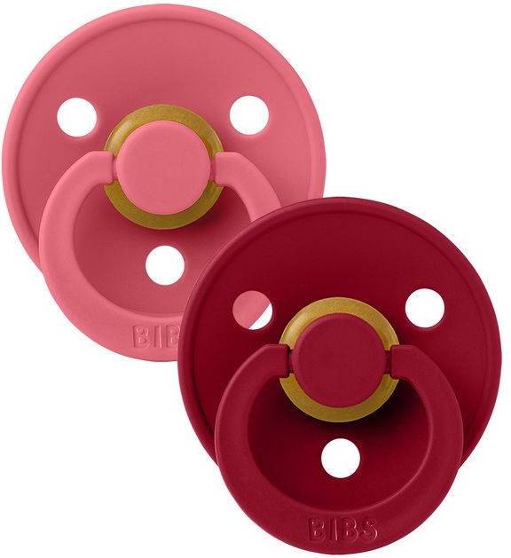 Colour Pacifiers Size 1 2-pack Coral/Ruby