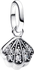 Pandora Sparkling Shell Mini Dangle Charm - Silver/Transparent