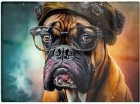 Warren Reed Boxer Dog Splashart Multi One Size Chopping Board