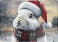 Warren Reed Christmas White Rabbit Glass One Size Chopping Board 40cm