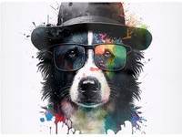 Warren Reed Border Collie Dog Splashart Multi One Size Chopping Board