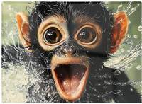 Warren Reed Excited Monkey In The Water Multi One Size Chopping Board