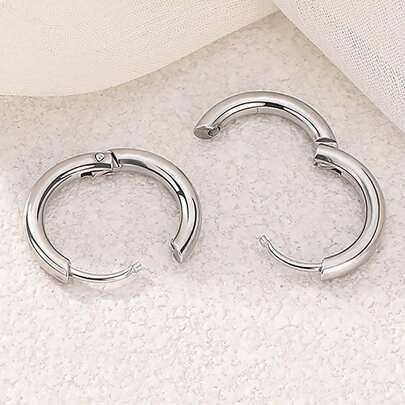 Earrings for men Shein Simple Stainless Steel Wire Loop Earrings For Men