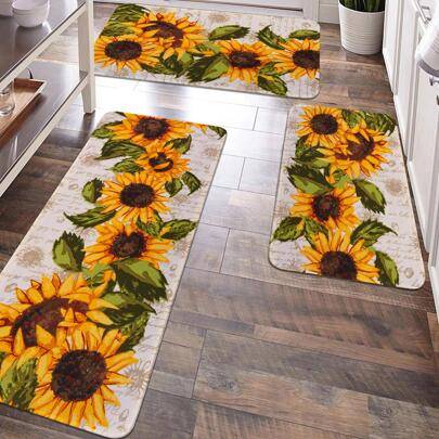 Shein Sunflower Print Kitchen Rug 1pc