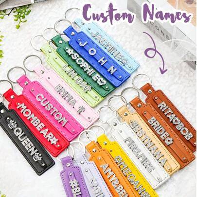 Shein Custom Rhinestone Personalized Leather Keychain