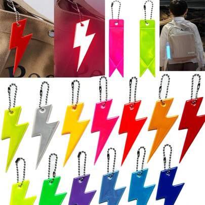 Shein Pointed Lightning Bolt PVC Reflective Pendant Keychain