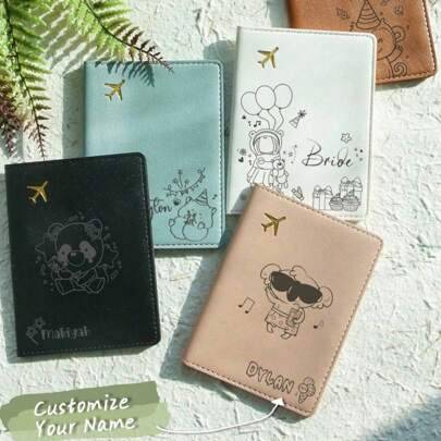Shein Personalized Customized Passport Book With Custom Text Pattern Covers