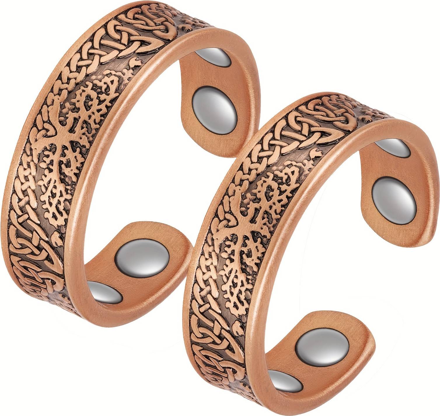 Temu Copper Magnetic Adjustable Rings For Men - Suitable