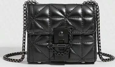 Shein Solid Color Mini Square Quilted Chain Crossbody Bag - Commute Daily Use