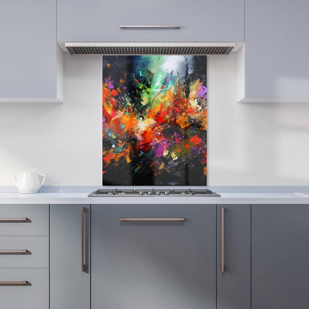 Warren Reed Vibrant Abstract Painting Glass Splashback 75 x 60 cm Splash Guard