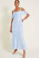 Monsoon Burnout Ruffle Dress - Blue