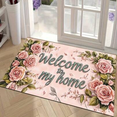 Entrance Roses Monogrammed Rug