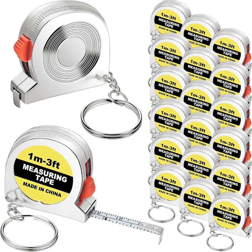 Melitt Functional Retractable Measuring Tape Keychains with Slide Lock