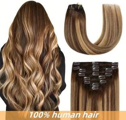 Human wigs Shein Human Hair Clip In Extensions 8pcs