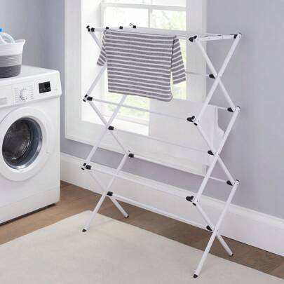 Clothes drying rack Shein Expandable Steel Laundry Clothes Drying Rack - White