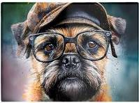 Warren Reed Border Terrier Dog Splashart Multi One Size Chopping Board