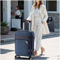 20-Inch Blue Softshell Expandable Suitcase