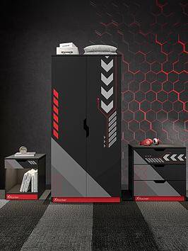 X-Rocker 3 Piece Chest, Wardrobe & Bedside Table Clothing Storage