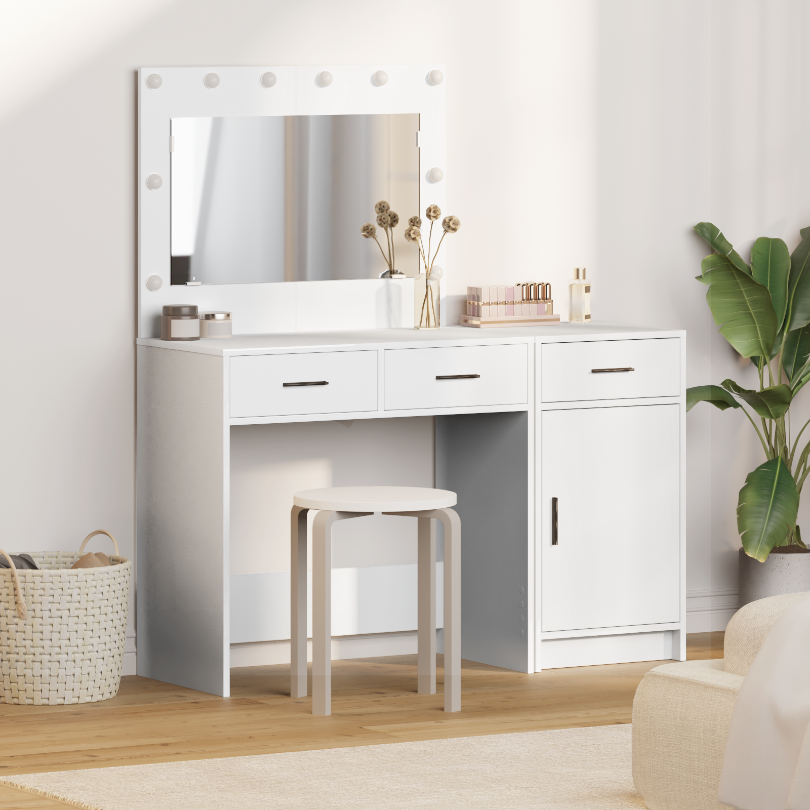vidaXL 2 Piece Set LED Dressing Table