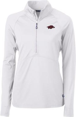 Cutter & Buck White Arkansas Razorbacks Adapt Eco Knit Pullover Jacket