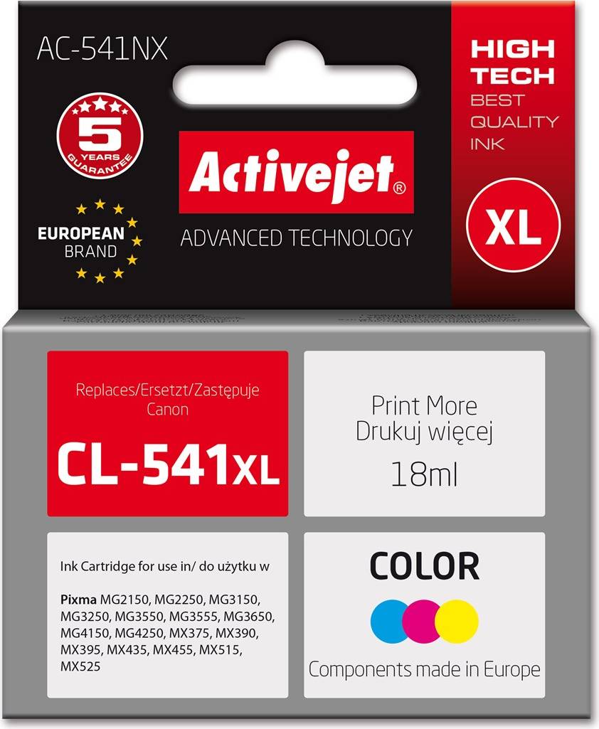 ActiveJet Ac-541nx Compatible Ink Cartridges Multicolor