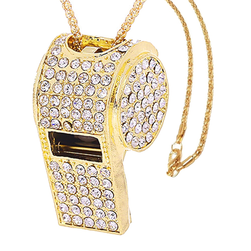 Metal Crystal Rhinestone Whistle with Keychain