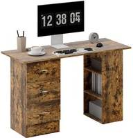 Homcom 120cm Computer With 3 Shelf Drawers Writing Desk