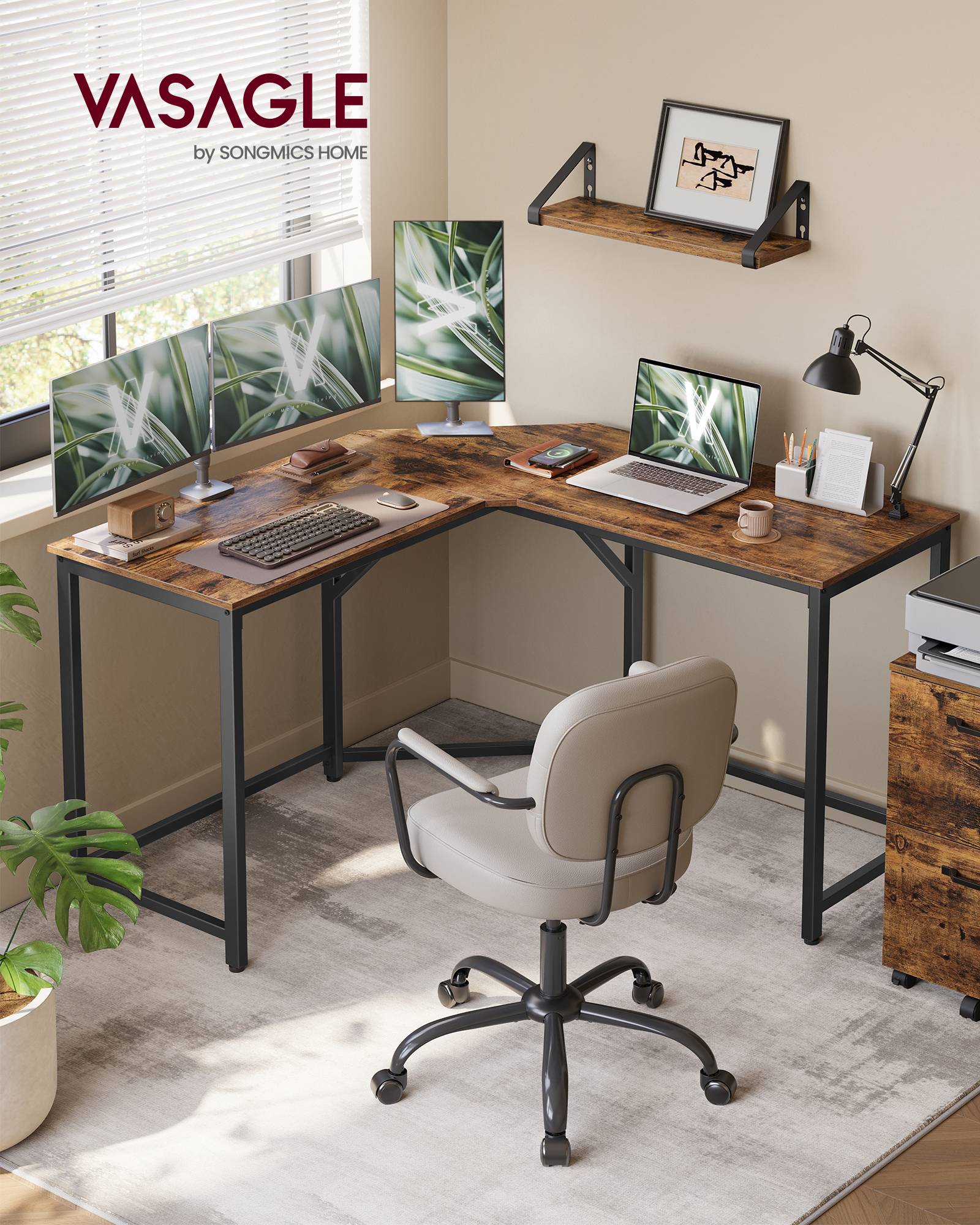 Vasagle Corner Rustic Brown Ink Writing Desk