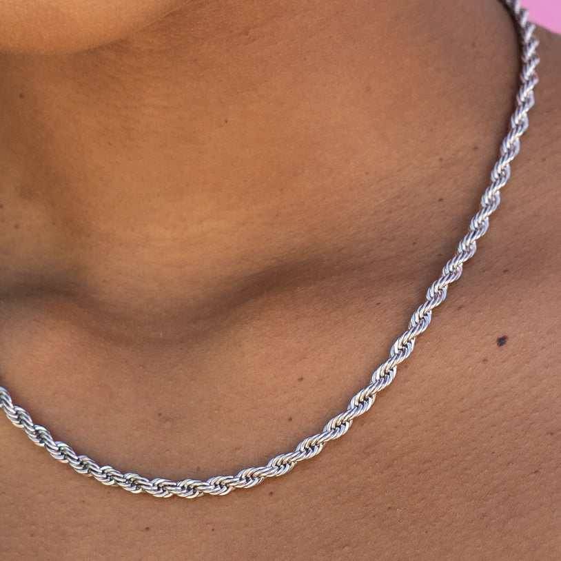 GLD Rope Chain 4mm 14k White