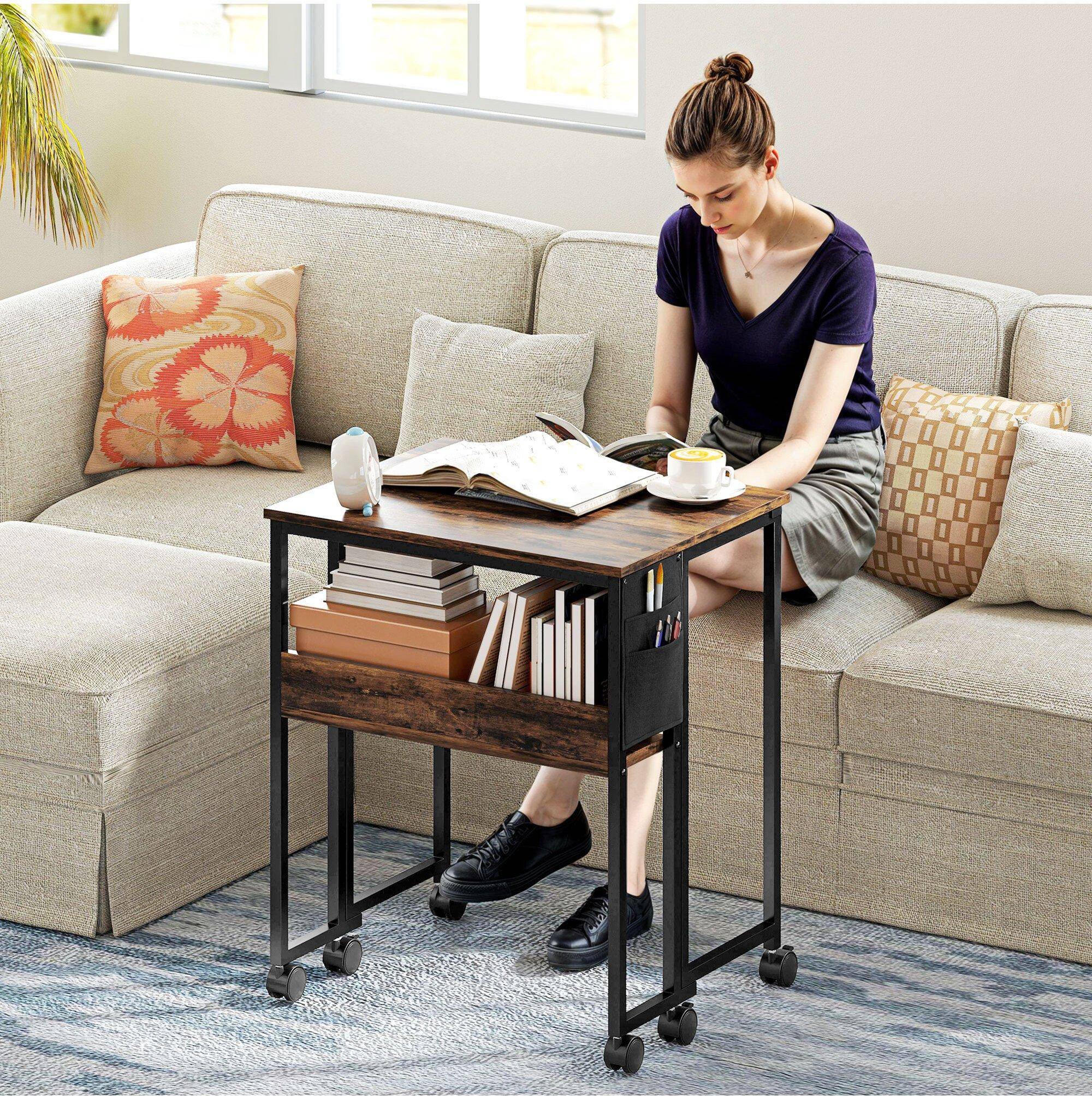 Homcom 63 cm Foldable Computer on Wheels Writing Desk