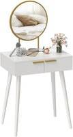 Homcom Modern With 2 Drawers Round Mirror Dressing Table
