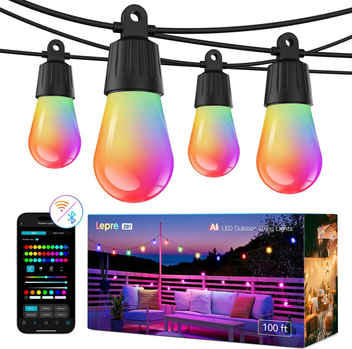 ZB1 100FT AI Smart LED Outdoor String Lights