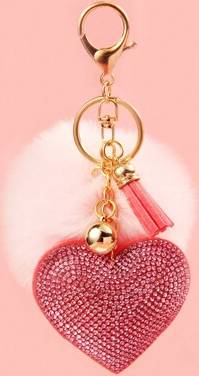 Shein Bling Rhinestone Decor Heart Charm Keychain - Purse Wallet