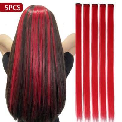 Hair extensions Shein 5 Stücke Rote Clip-In Hair Extensions 50 cm