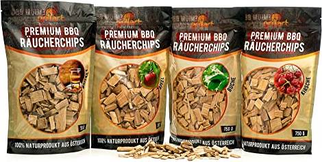 Premium BBQ Räucherchips Mix 4er XL Set
