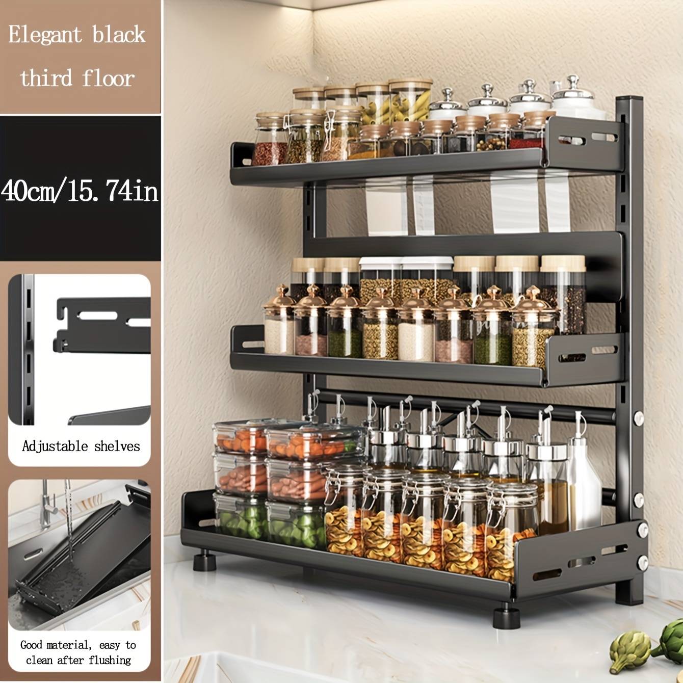 Steel Multi-tier Spice Rack For Kitchen