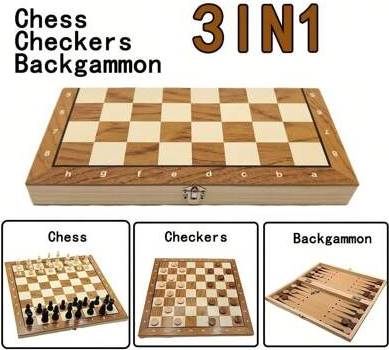 Shein Chess Checkers Backgammon 3-In-1 Board Games Set