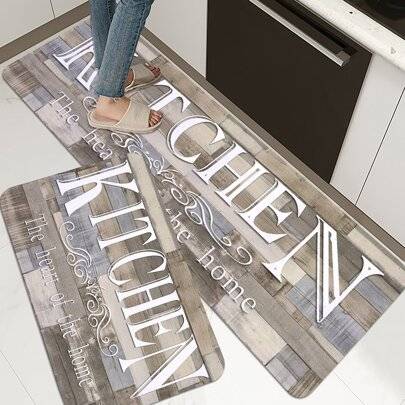 Shein Slogan Graphic Kitchen Rug Polyester