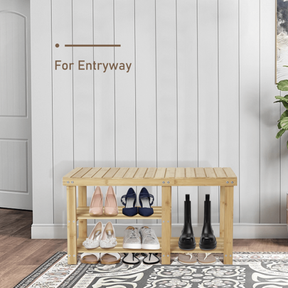 3 tier shoe bench Shein 3-Tier Wood Shoe Rack Storage Bench