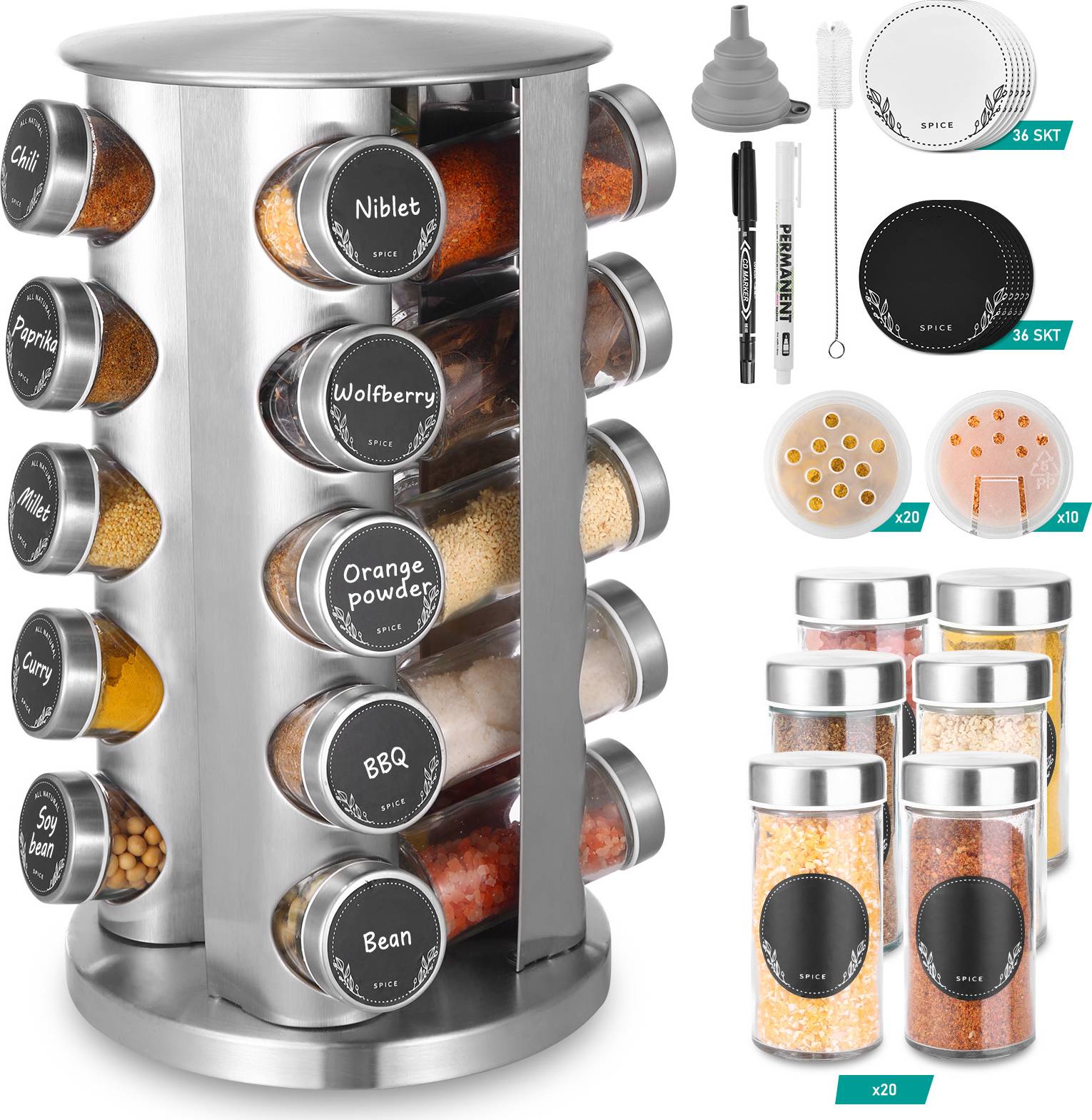 Temu 20-Piece Round Spice Carousel Spice Rack