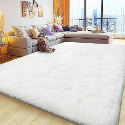 Shein Area Large Fluffy Cream White Rug