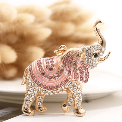 Shein Party Creative Cartoon Elephant Keychain With Rhinestones