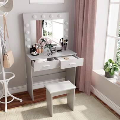 Dressing table with lights Shein Set With LED Lights Dressing Table